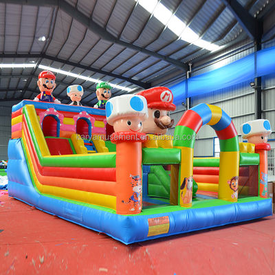 Faixa etária 14 anos para cima PVC portátil inflável Mario Fun City Playground Game para crianças
