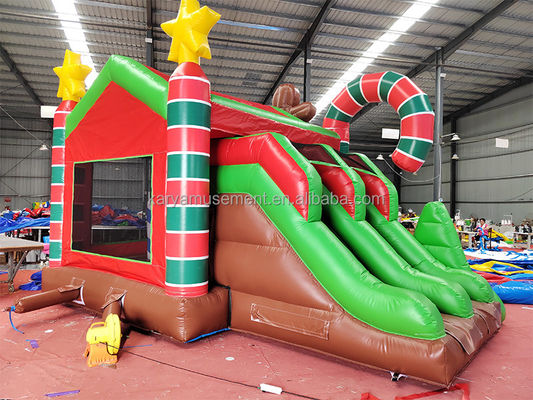 Casa de salto inflável de Natal comercial interior/exterior com escorregadores duplos e ventilador