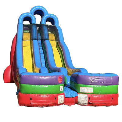 Piscina de escorrega de água dupla personalizável com duas piscinas pequenas e kits de reparo incluídos