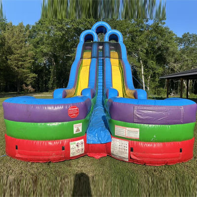 Piscina de escorrega de água dupla personalizável com duas piscinas pequenas e kits de reparo incluídos