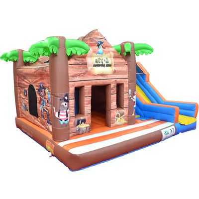 Melhore seu playground com casa de saltos de cabine de madeira infantil e combo de escorregador inflável