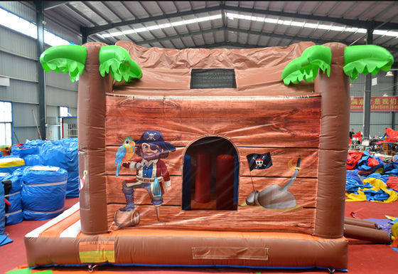 Melhore seu playground com casa de saltos de cabine de madeira infantil e combo de escorregador inflável
