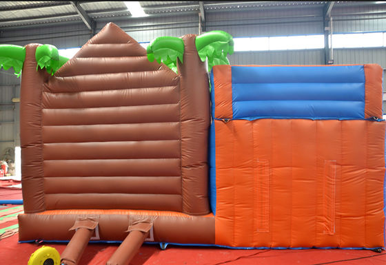 Melhore seu playground com casa de saltos de cabine de madeira infantil e combo de escorregador inflável