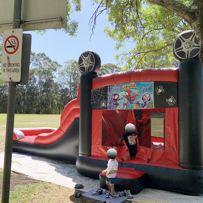 0.55mm PVC Vinyl Tarpaulin Homem-Aranha Inflável Casa de Salto Dupla Pistas Salto Castelo