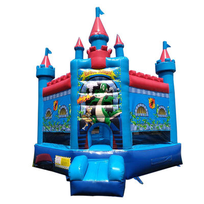 Customize aceito Cavaleiro Valente Casa de salto azul Castelo inflável para o quintal