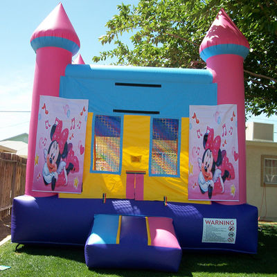 Personalizável tema rosa inflável castelo de salto com sopro e saco de pacote