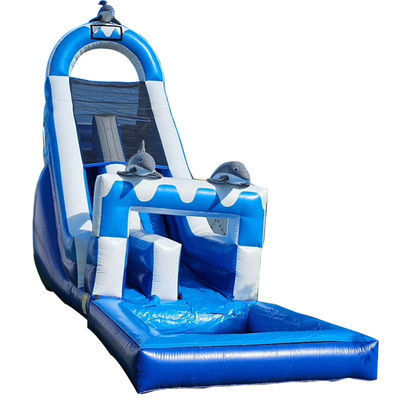 0.55mm PVC Tarpaulin enorme Slide de água inflável com piscina removível