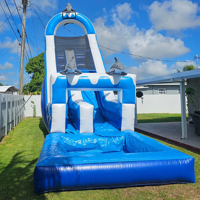 0.55mm PVC Tarpaulin enorme Slide de água inflável com piscina removível