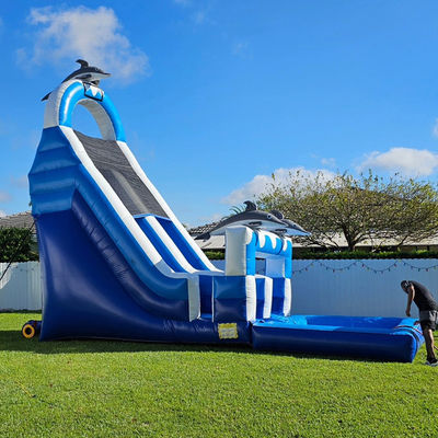 0.55mm PVC Tarpaulin enorme Slide de água inflável com piscina removível