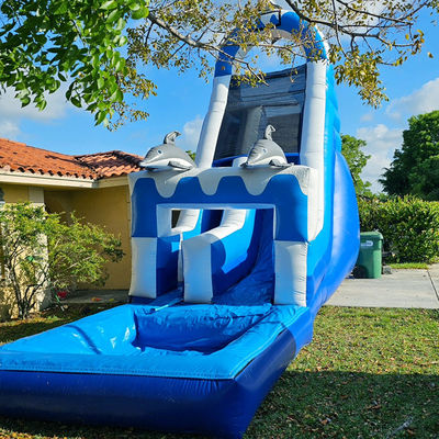 0.55mm PVC Tarpaulin enorme Slide de água inflável com piscina removível