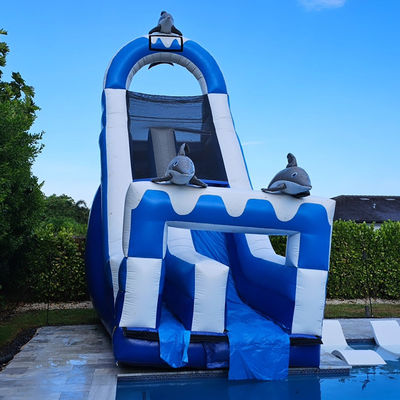 0.55mm PVC Tarpaulin enorme Slide de água inflável com piscina removível