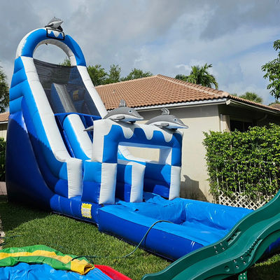 0.55mm PVC Tarpaulin enorme Slide de água inflável com piscina removível