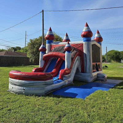 Crianças unisex jogam casa inflável com piscina e material de PVC comercial