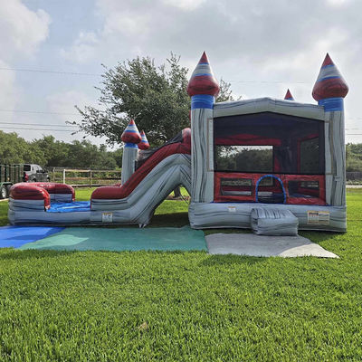Crianças unisex jogam casa inflável com piscina e material de PVC comercial