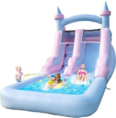 Entretenimento interior e exterior Deslizamento de água inflável de cor clara com piscina