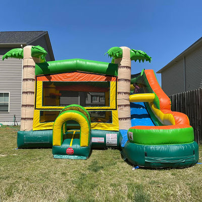 Características PORTÁVEL Castelo Inflavel Palmeira Casa de salto com escorrega e pequena piscina