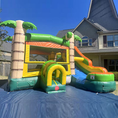 Características PORTÁVEL Castelo Inflavel Palmeira Casa de salto com escorrega e pequena piscina