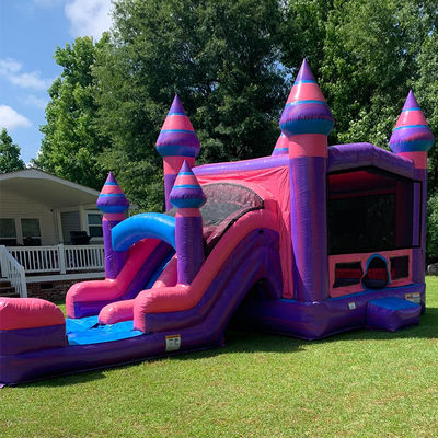 Aluguer de Trampolins infláveis para crianças Pink Princess Castle Combo com Slide Pool e Blower