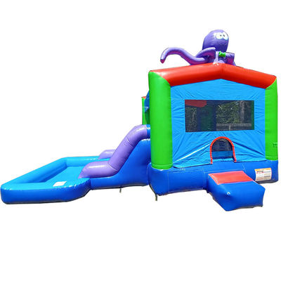 0.55mm Platão PVC lonas infláveis combo castelo deslizamento e piscina para crianças
