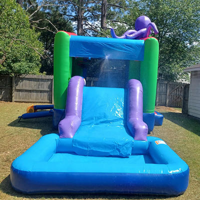 0.55mm Platão PVC lonas infláveis combo castelo deslizamento e piscina para crianças