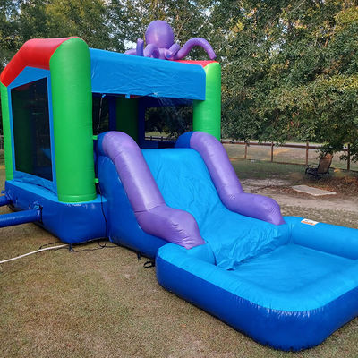 0.55mm Platão PVC lonas infláveis combo castelo deslizamento e piscina para crianças