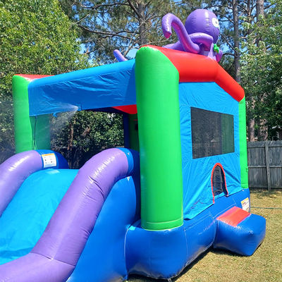 0.55mm Platão PVC lonas infláveis combo castelo deslizamento e piscina para crianças