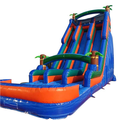 Slide de água de palmeira de laranja inflável Slide duplo e piscina para diversão no quintal