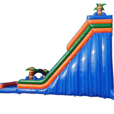 Slide de água de palmeira de laranja inflável Slide duplo e piscina para diversão no quintal