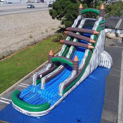 Aluguer comercial Jogos infláveis para crianças Quarto traseiro Bloco de madeira Bloqueador de água Slide com piscina