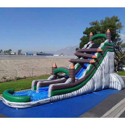 Aluguer comercial Jogos infláveis para crianças Quarto traseiro Bloco de madeira Bloqueador de água Slide com piscina