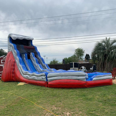 Slide de água de cauda dobrável vermelho e azul inflável com slide de ar de piscina Logotipo personalizado