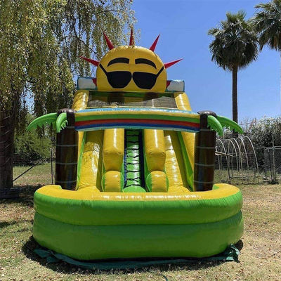 Brinquedos infláveis para crianças Outdoor Small Sun Bounce Slide com piscina e Dual Slip n' Slide
