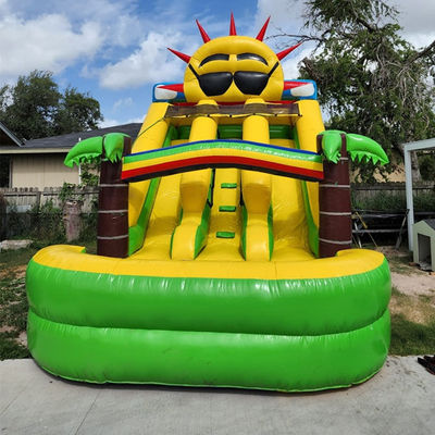 Brinquedos infláveis para crianças Outdoor Small Sun Bounce Slide com piscina e Dual Slip n' Slide