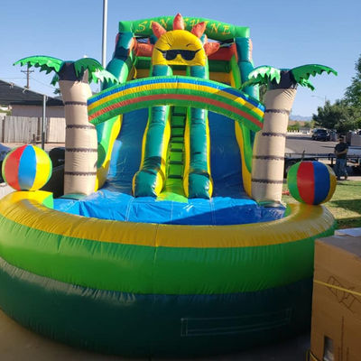 Brinquedos infláveis para crianças Outdoor Small Sun Bounce Slide com piscina e Dual Slip n' Slide