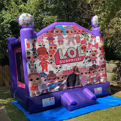 Blower Incluído Casa de Salto Inflável Púrpura para a Festa das Meninas LOL