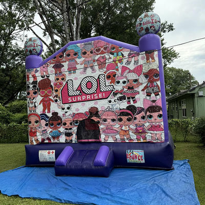 Blower Incluído Casa de Salto Inflável Púrpura para a Festa das Meninas LOL