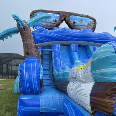 Preparem-se para fazer um deslizamento de água inflável de 40 pés com piscina e enorme prancha de surf