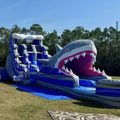 Tamanho personalizado Slide de água inflável com Slide de tubarão grande e piscina