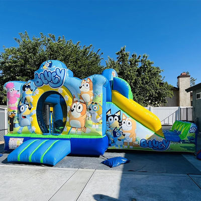 Aluguer de festa comercial PVC Bluey Cartoon Bounce Jumping House Castelo com escorrega