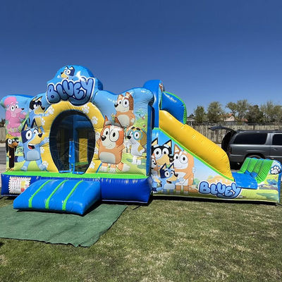 Aluguer de festa comercial PVC Bluey Cartoon Bounce Jumping House Castelo com escorrega