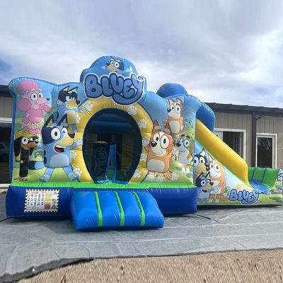 Aluguer de festa comercial PVC Bluey Cartoon Bounce Jumping House Castelo com escorrega