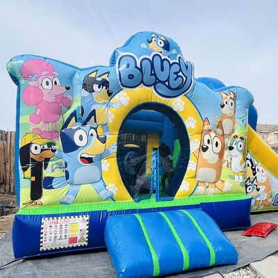 Aluguer de festa comercial PVC Bluey Cartoon Bounce Jumping House Castelo com escorrega