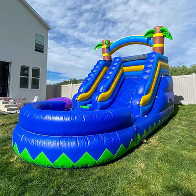Pequeno tobogão inflável com piscina Palmeira de verão Klein Blue Kid Toys Slide Game