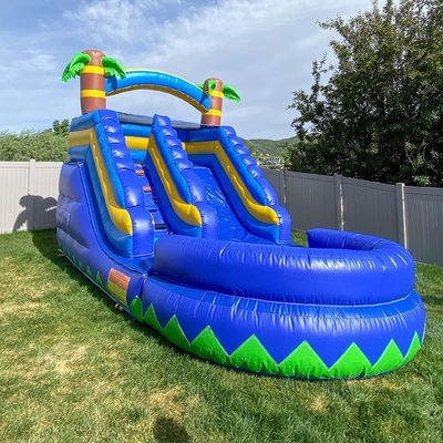 Pequeno tobogão inflável com piscina Palmeira de verão Klein Blue Kid Toys Slide Game