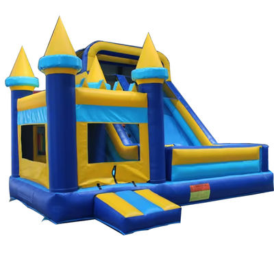 Classic Blue and Yellow Bounce House Inflatable Castle Bouncer House Slide com Blower