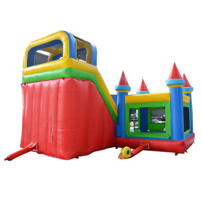 Personalizar PVC aceito Jogos infláveis vermelho e azul Slide de casa de segurança para crianças