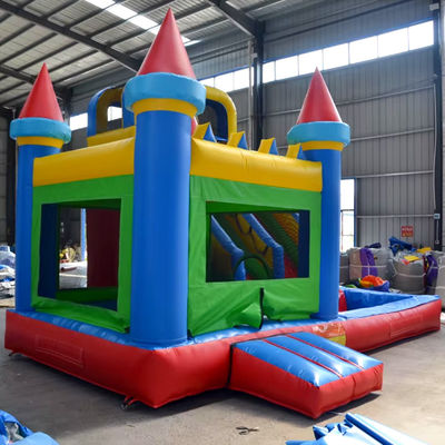 Personalizar PVC aceito Jogos infláveis vermelho e azul Slide de casa de segurança para crianças