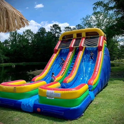 0.55mm PVC Tarpaulin Dual Pool Water Slide Inflável para 5-10 Cavaleiros e extra grande tamanho