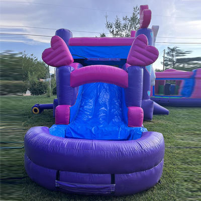 Kit de reparação fornecido Comércio PVC Rainbow Unicorn Casa de salto com escorrega e piscina