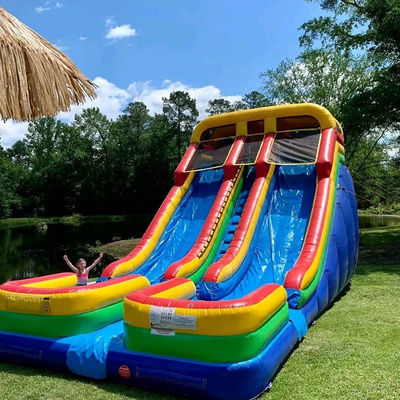 0.55mm PVC Tarpaulin Dual Pool Water Slide Inflável para 5-10 Cavaleiros e extra grande tamanho